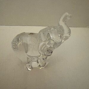 Lenox Clear Crystal Elephant Trunk Up Figurine Paperweight